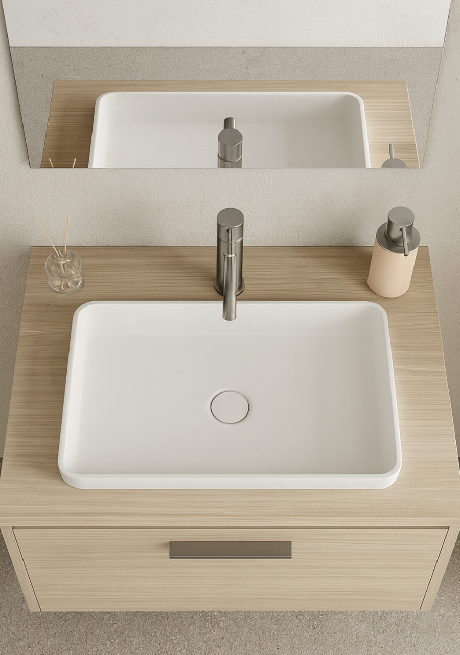 Lavatório de Pousar Rectangular - White Glacier Matte - KCER